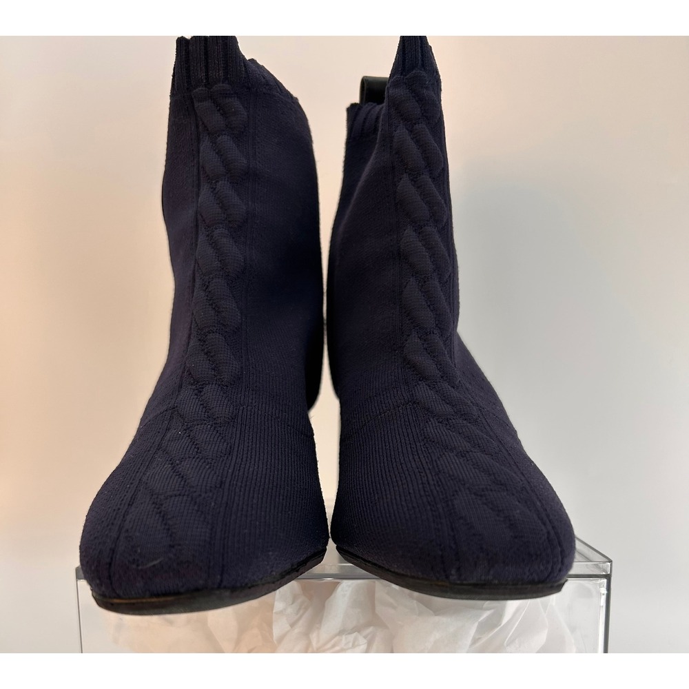 Hermes Navy‎ Blue Knit Sock Boots Block Heel Ankle Booties Women's EU 36 - Picture 3 of 7